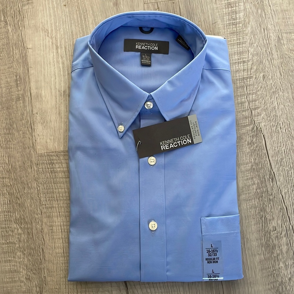 Kenneth Cole Reaction Men's Light Blue Button-Up - Size L